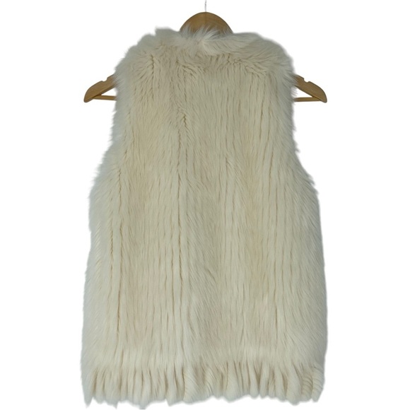 Ellison faux fur cream vest with fringe bottom wms sz small - Picture 2 of 15